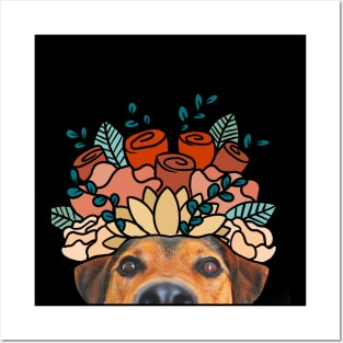 Peeking Cute Dog Photo Collage Posters and Art